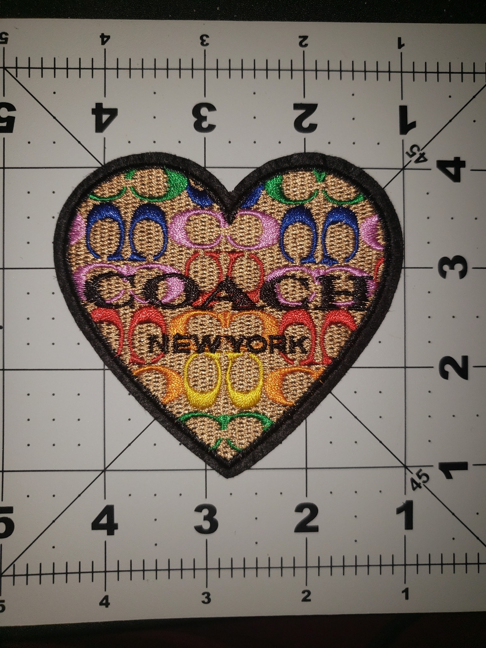 Coach Multicolor Heart Patch with Signature C Pattern